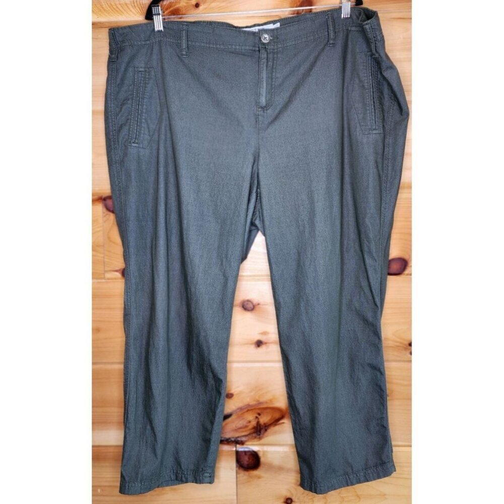 Torrid 22 Olive Twill Tie Front Utility Cropped Pants Modal Lightweight Casual
